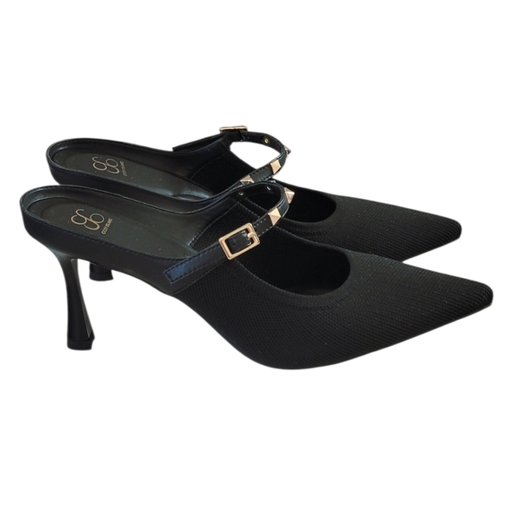 Cosy Island GraceLithe Black Studded Detail Pointed Toe Heeled Mules Size 8 - Picture 5 of 13